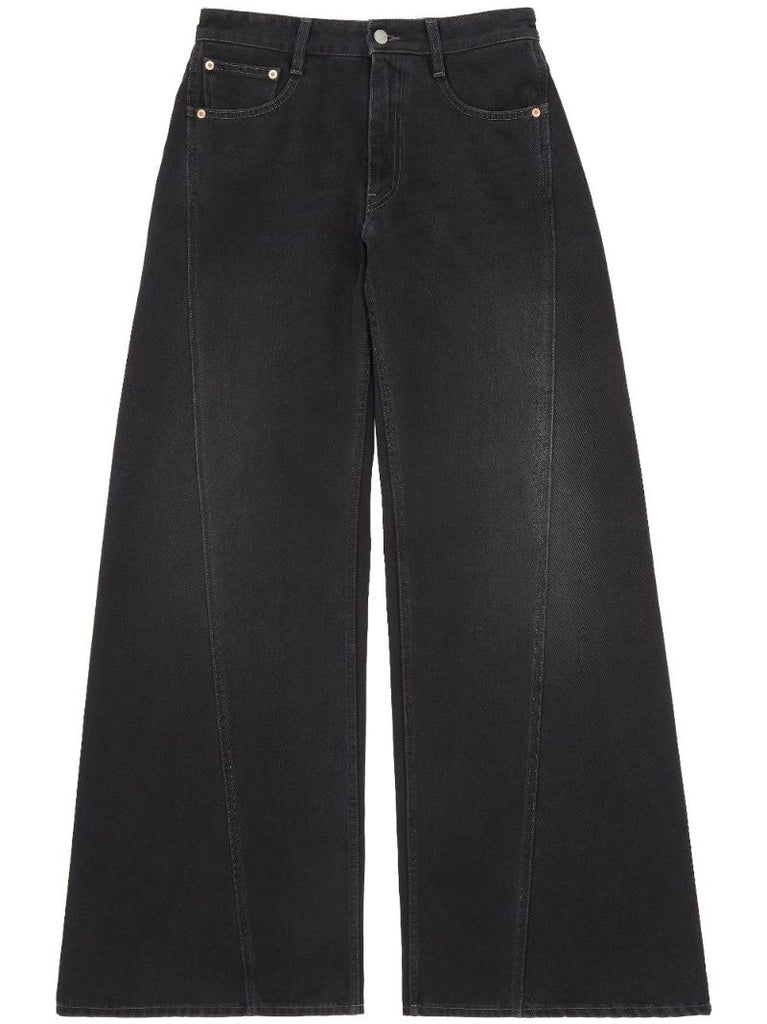 Black Stitch Detail Wide-leg Jeans