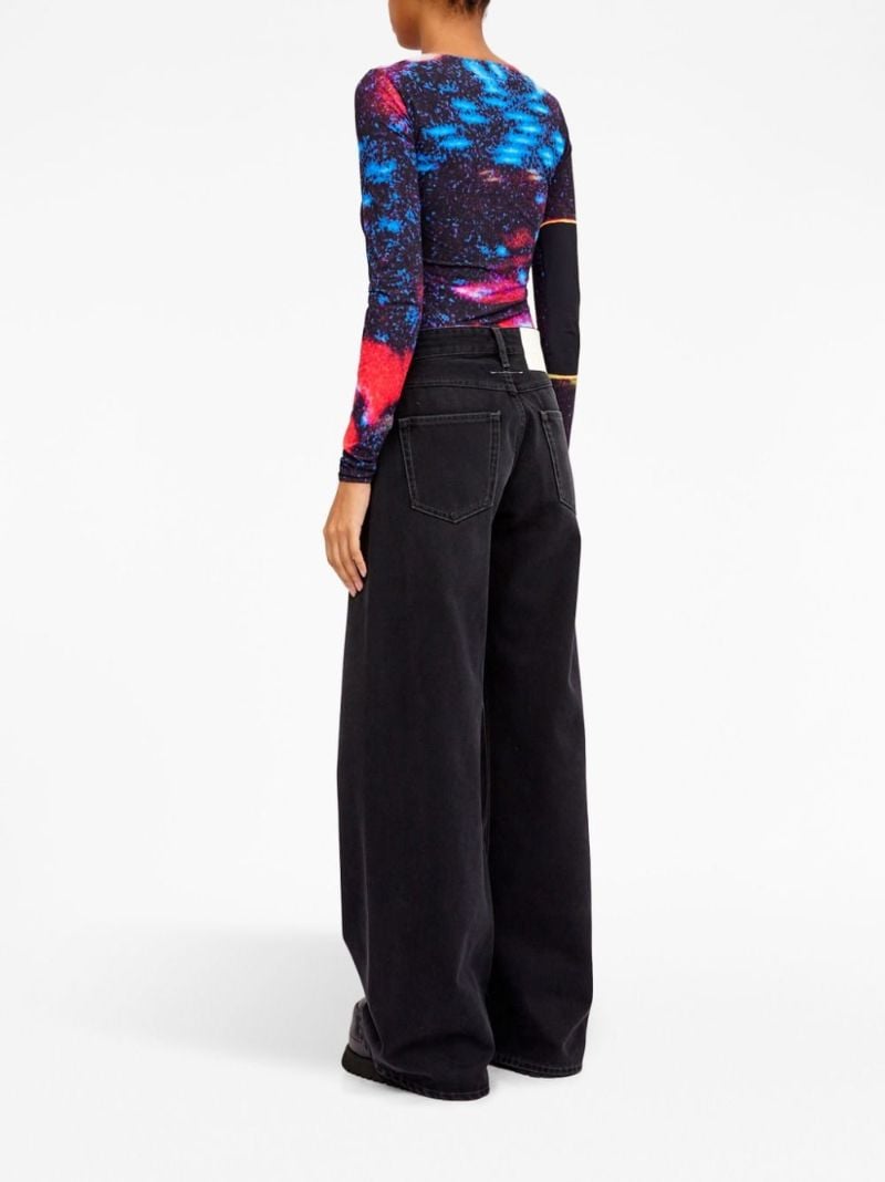 Black Stitch Detail Wide-leg Jeans