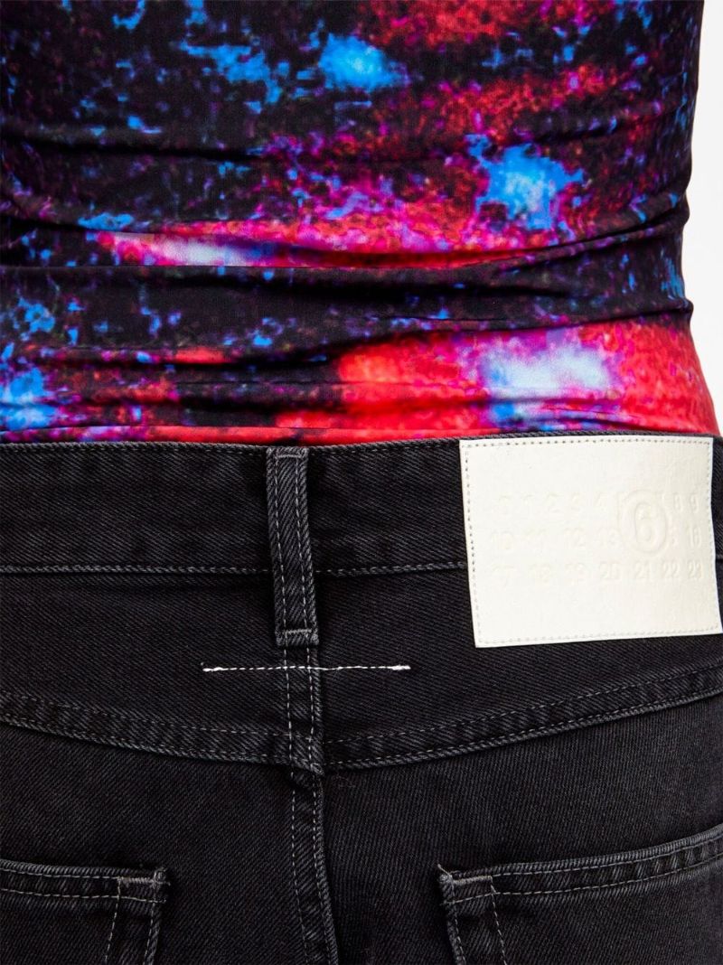 Black Stitch Detail Wide-leg Jeans