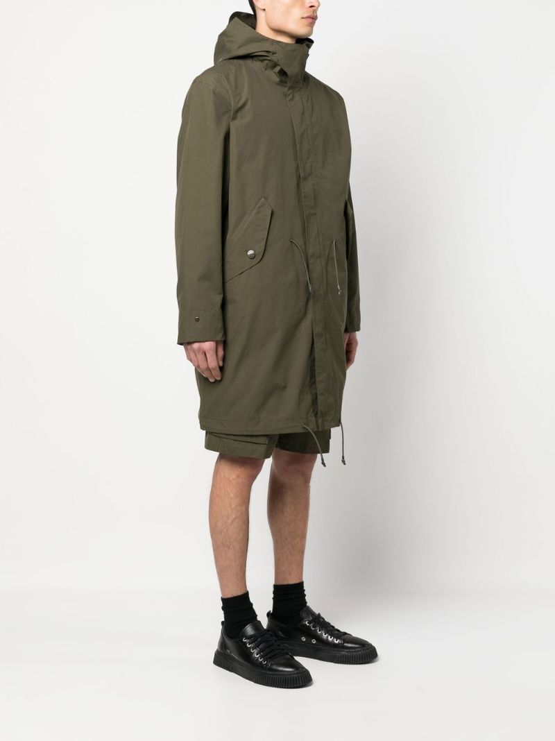 Green Compass-patch Long-sleeved Coat