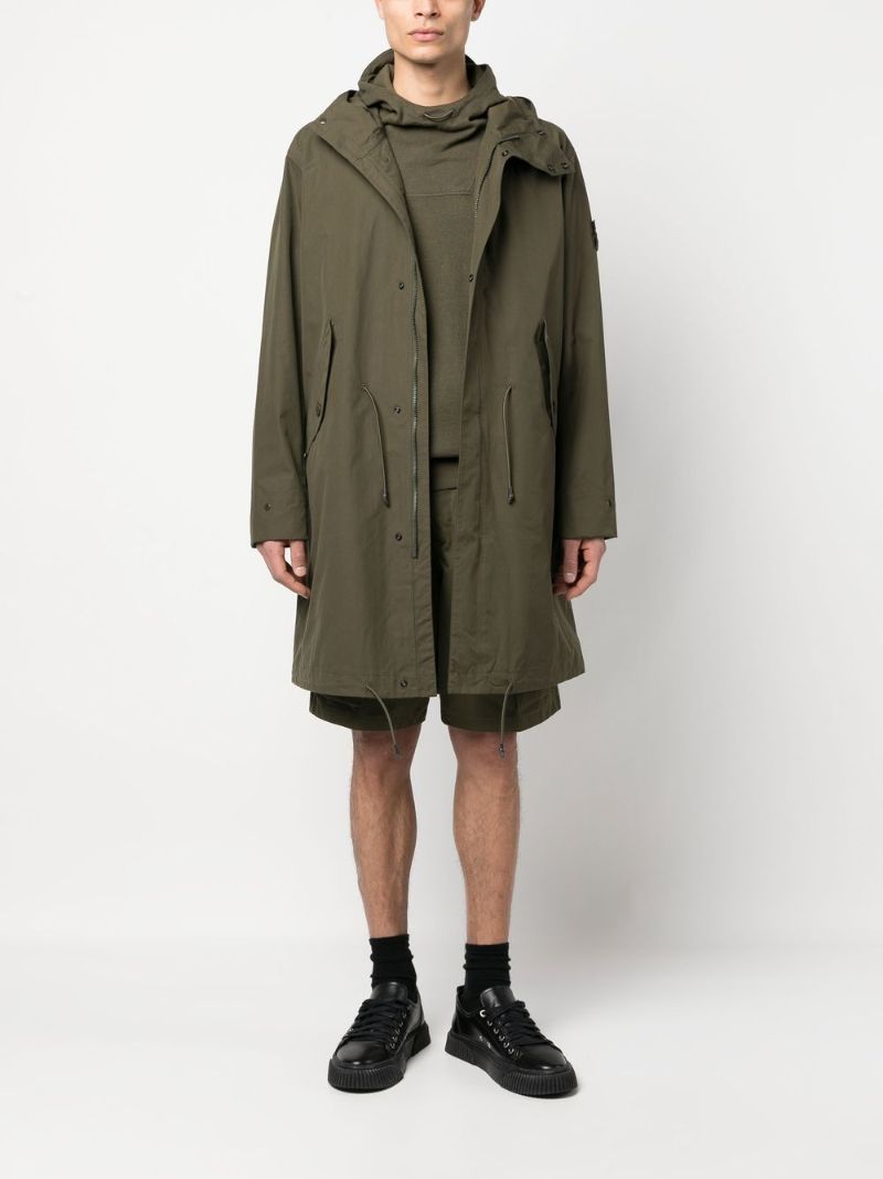 Green Compass-patch Long-sleeved Coat