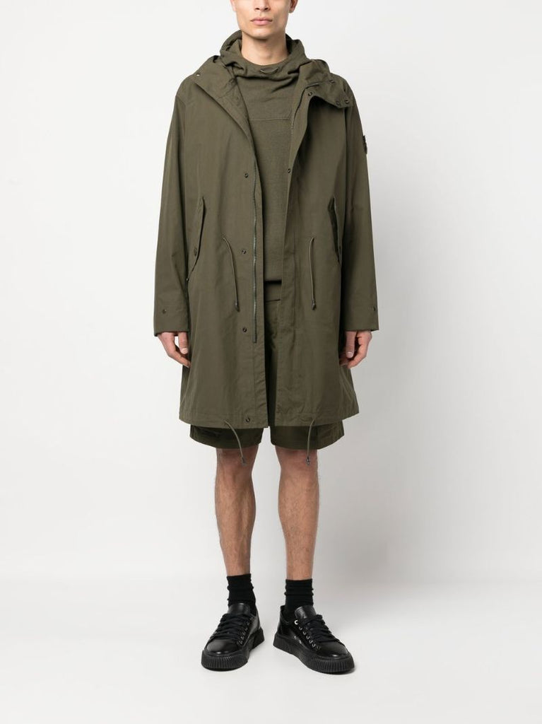 Green Compass-patch Long-sleeved Coat