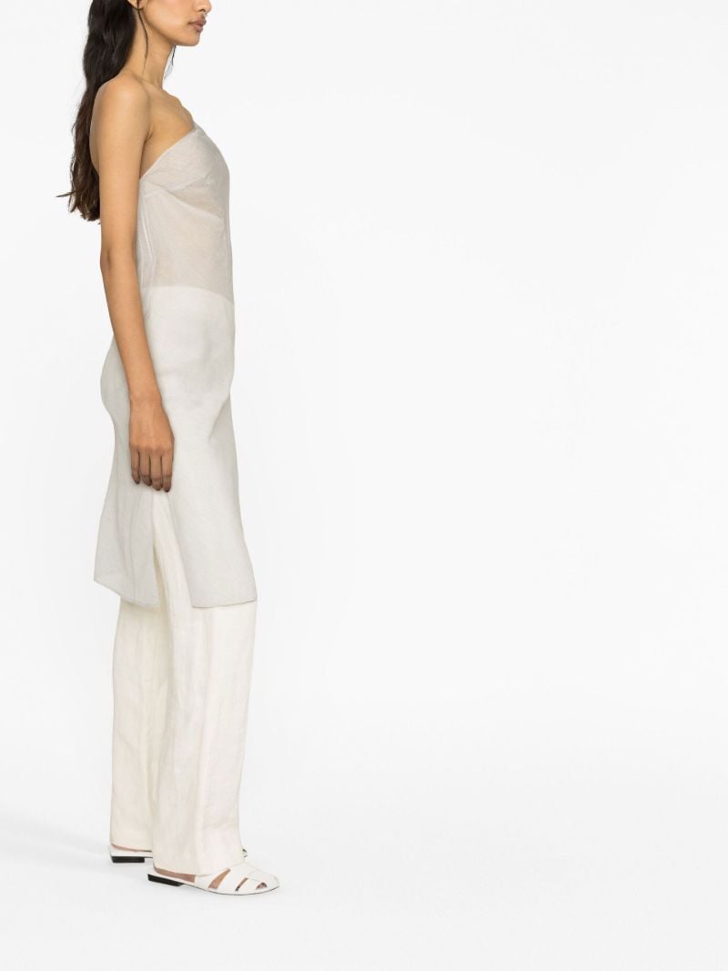 Grey Striped Asymmetric Slip Midi Dress