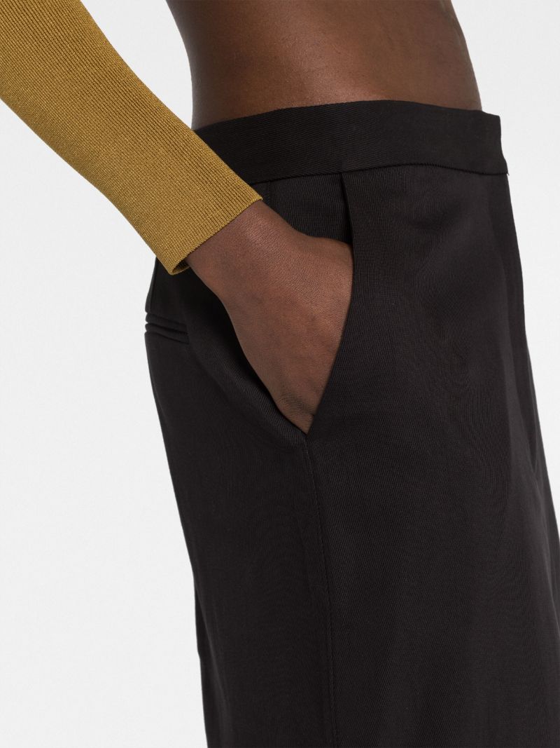 Black Low Waist Tailored Midi Skirt