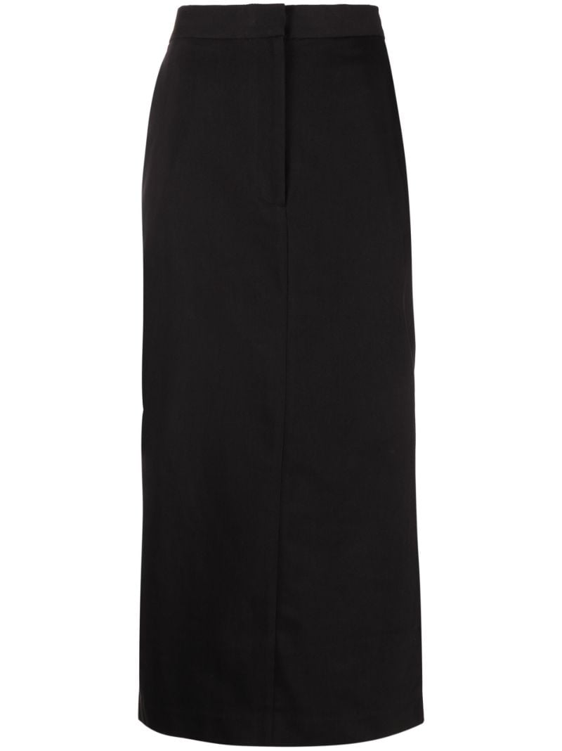 Black Low Waist Tailored Midi Skirt