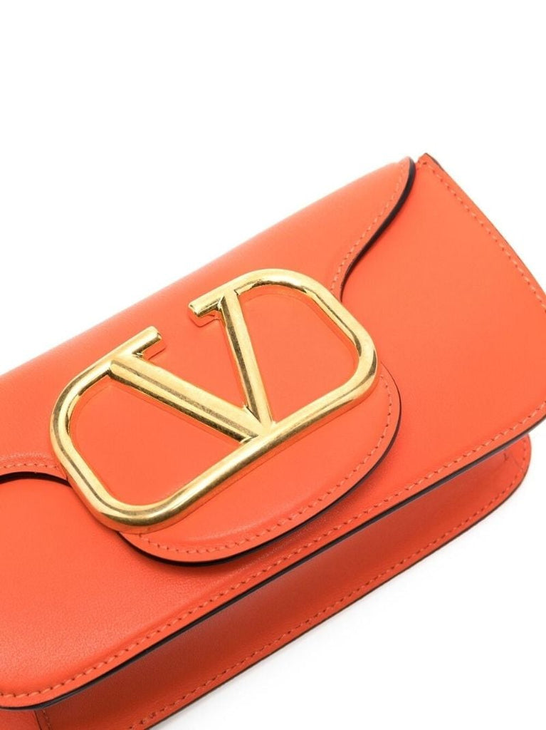 Orange Leather LocÃ_x0083_Â² Vlogo Cross Body Bag