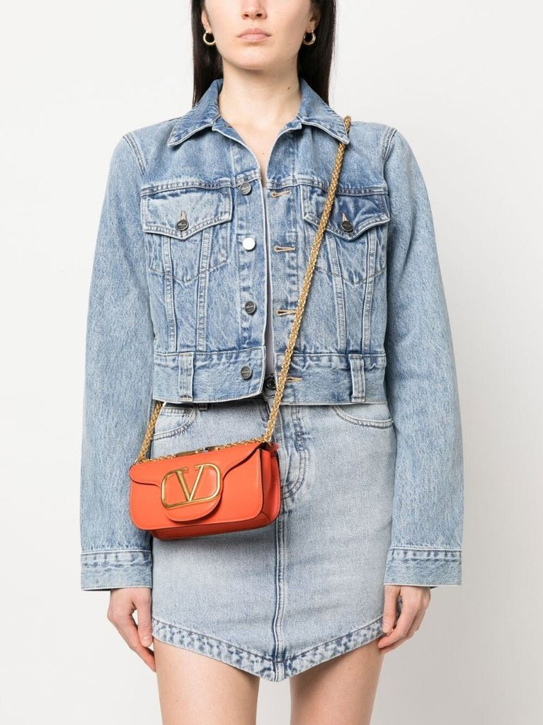 Orange Leather LocÃ_x0083_Â² Vlogo Cross Body Bag