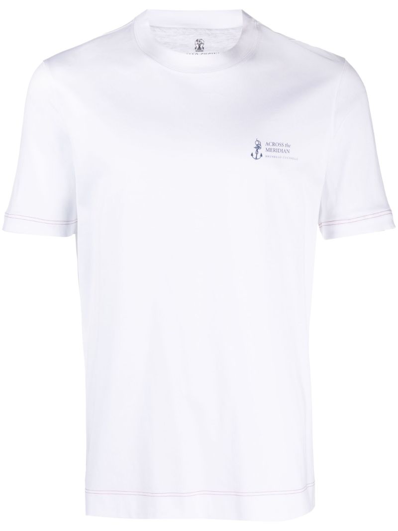White Logo Cotton T-shirt