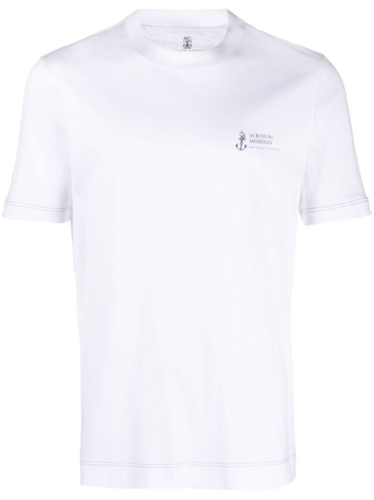 White Logo Cotton T-shirt