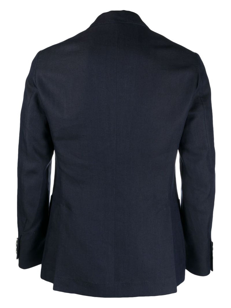 Blue Double-breasted Linen Suit