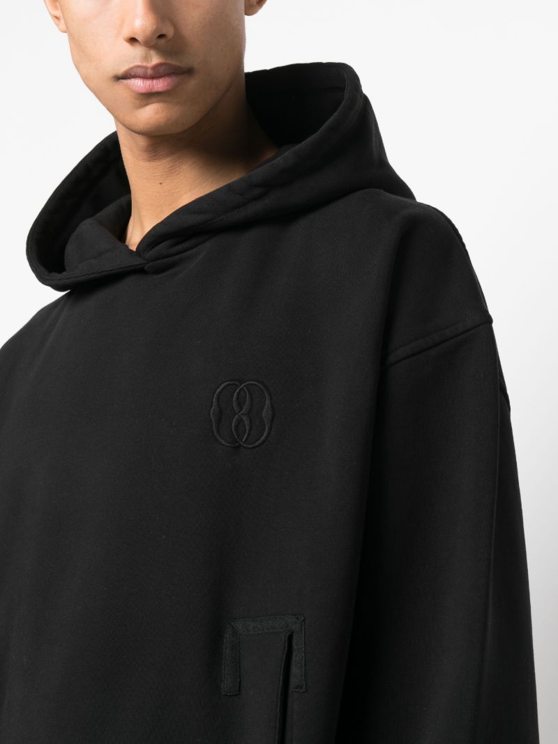 Black Logo-embroidery Cotton Hoodie