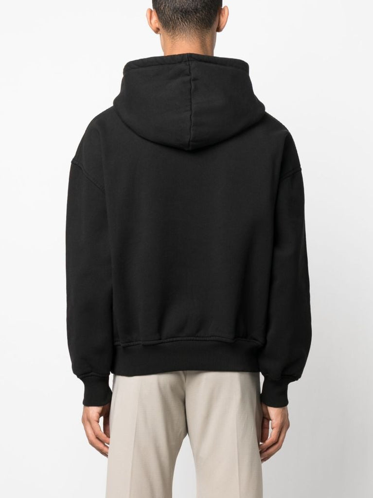 Black Logo-embroidery Cotton Hoodie
