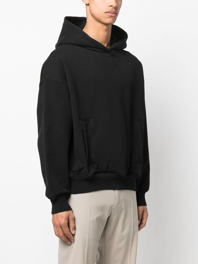 Black Logo-embroidery Cotton Hoodie