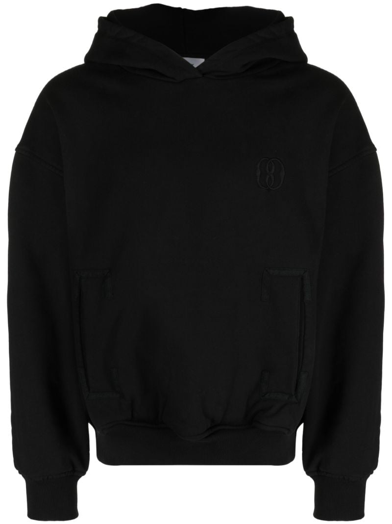 Black Logo-embroidery Cotton Hoodie
