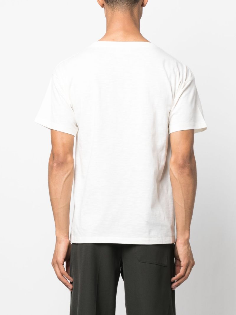 White Logo-embroidery Cotton T-shirt