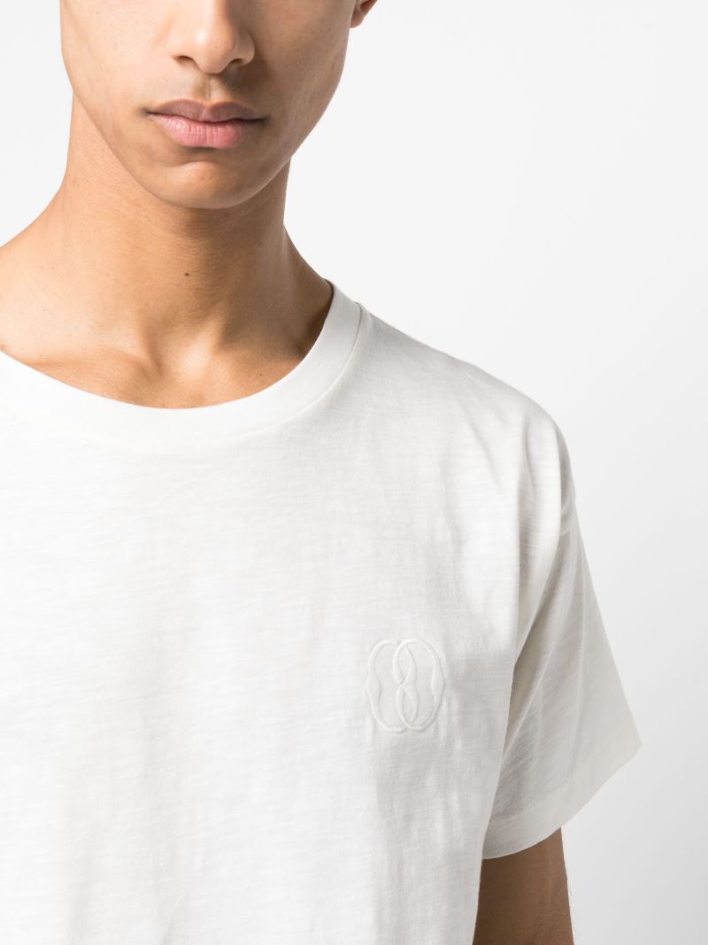 White Logo-embroidery Cotton T-shirt