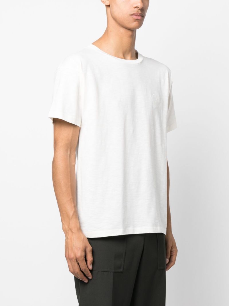 White Logo-embroidery Cotton T-shirt