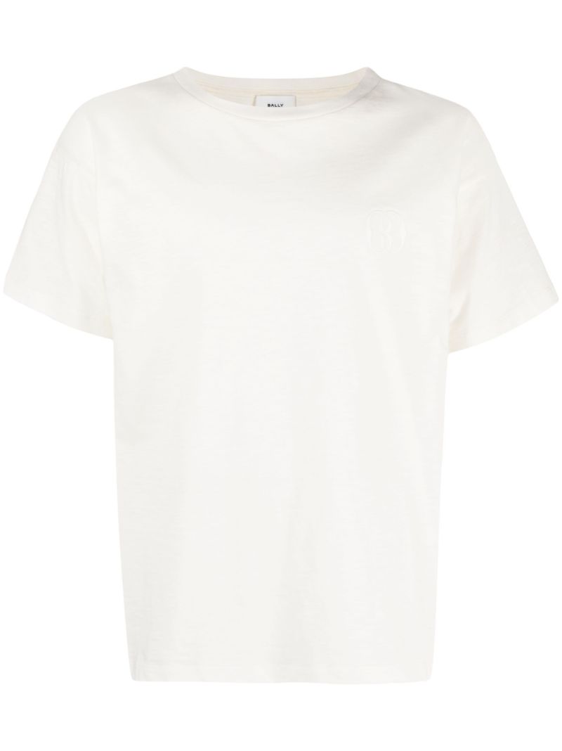 White Logo-embroidery Cotton T-shirt