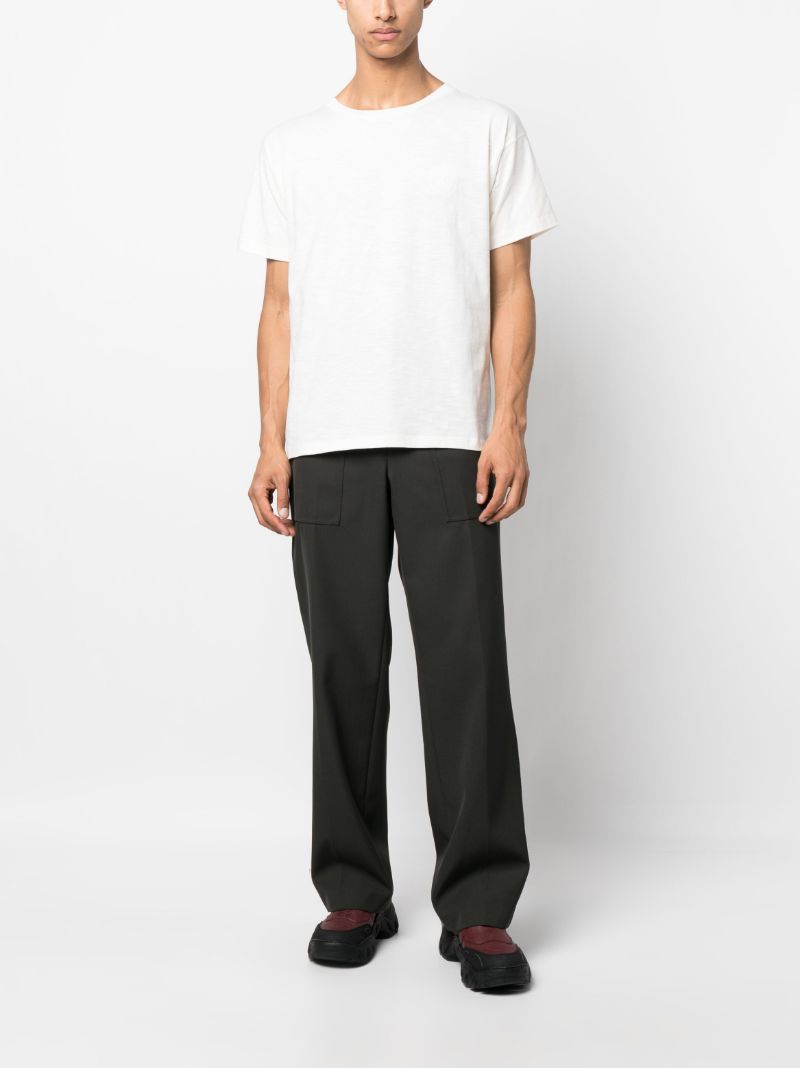 White Logo-embroidery Cotton T-shirt