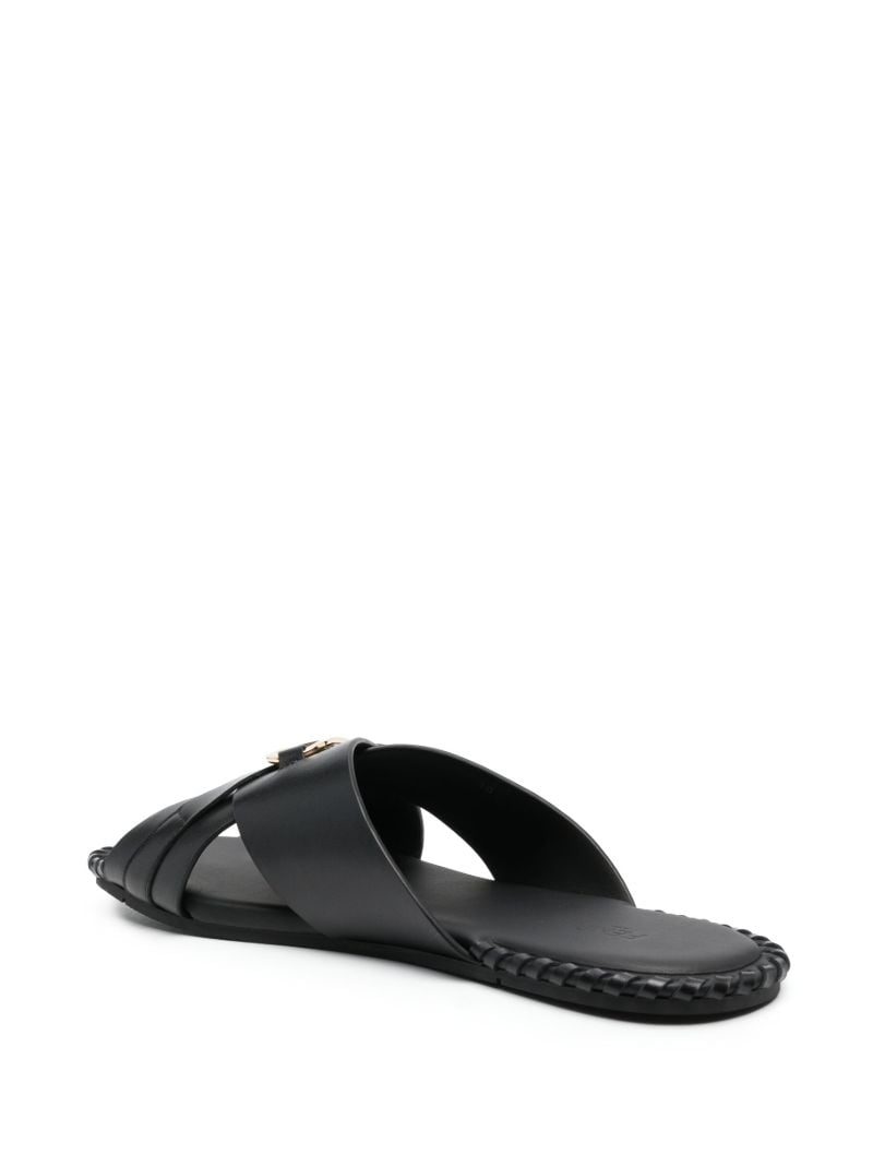 Black O'lock Leather Sandals