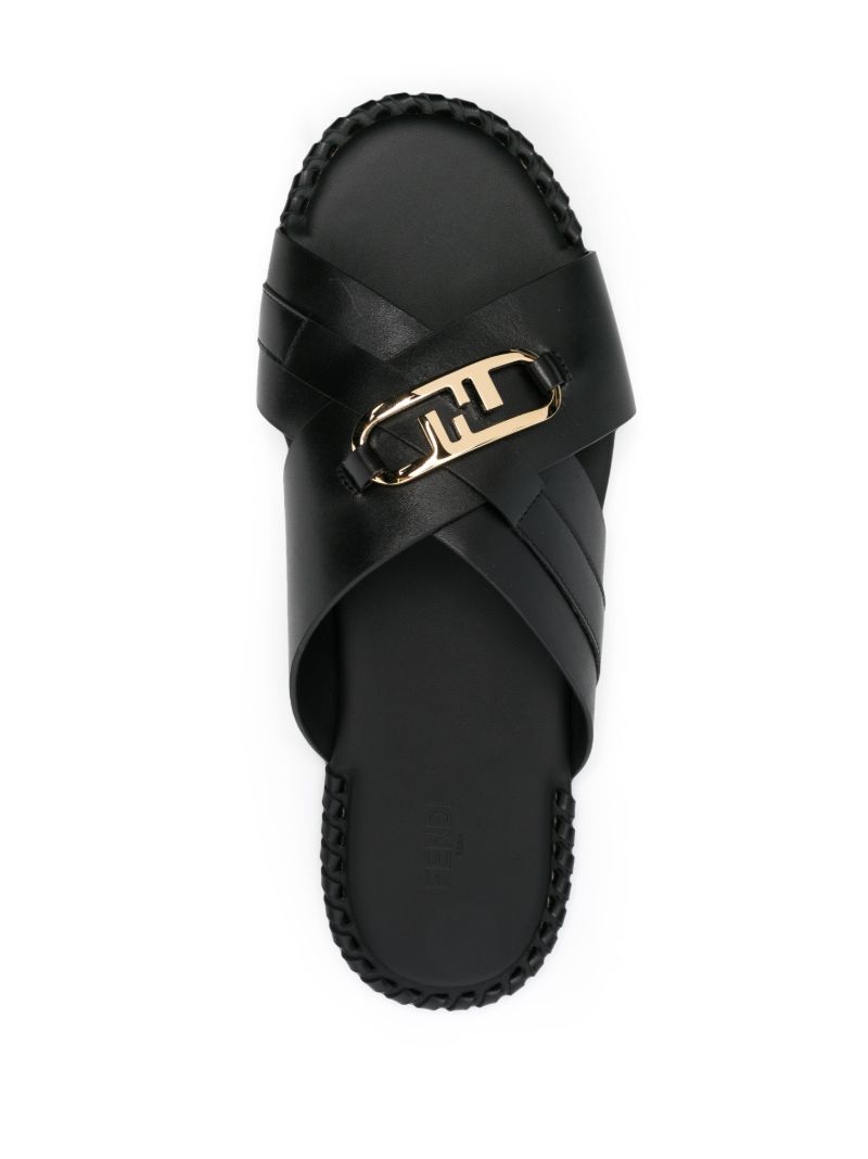 Black O'lock Leather Sandals