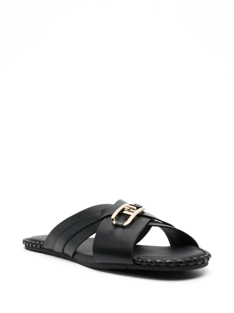 Black O'lock Leather Sandals