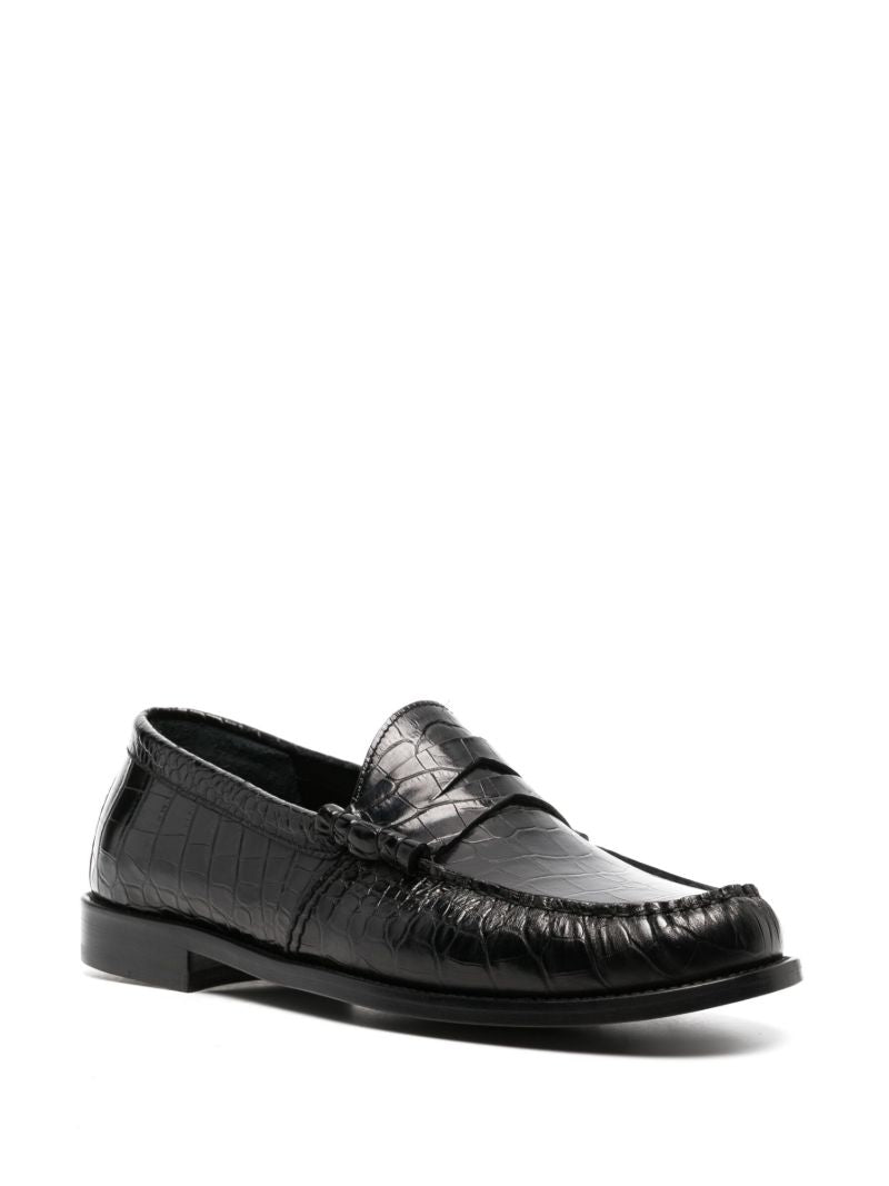 Black Crocodile Effect Loafers