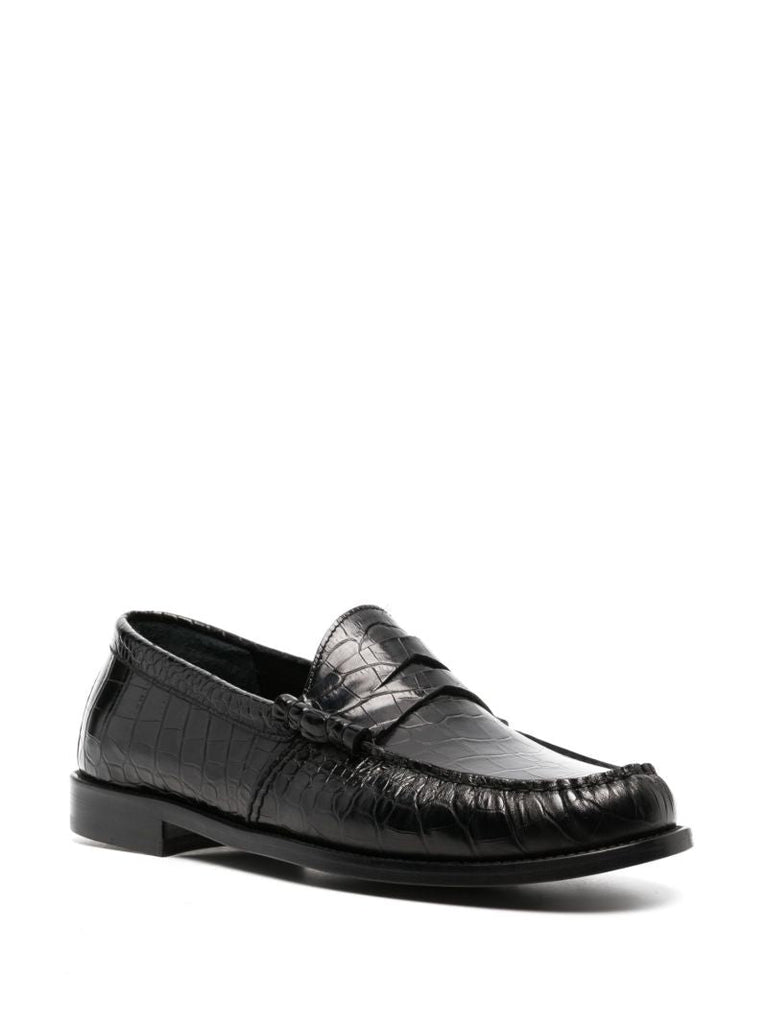 Black Crocodile Effect Loafers
