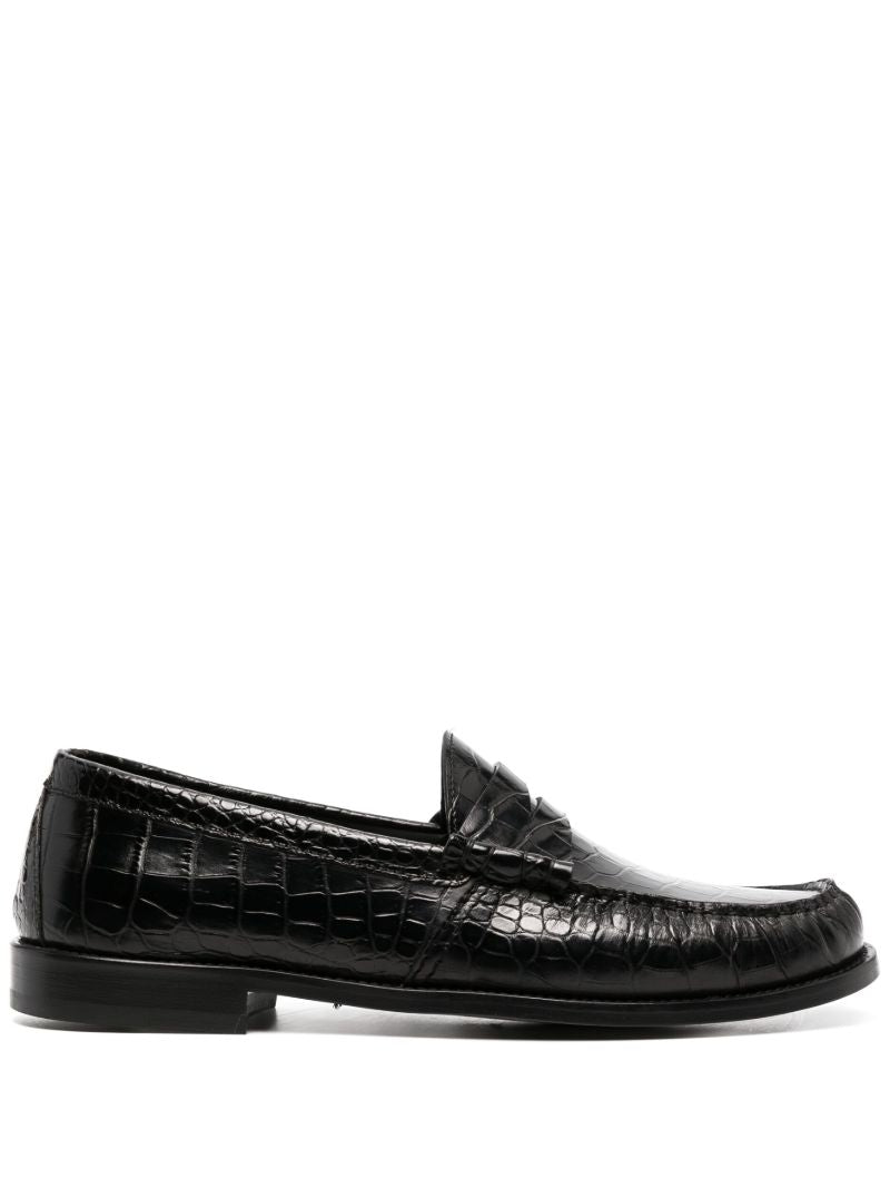 Black Crocodile Effect Loafers