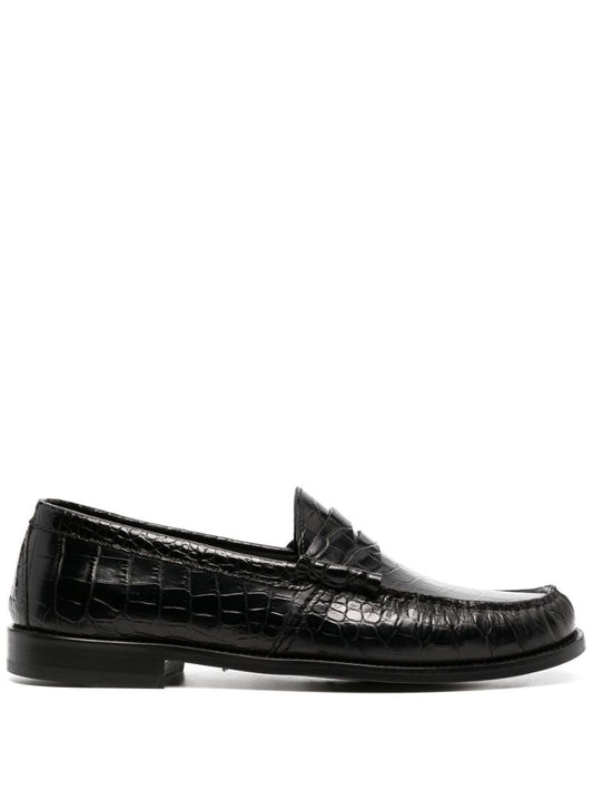 Black Crocodile Effect Loafers