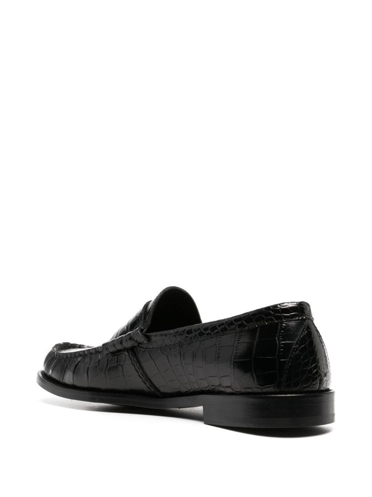 Black Crocodile Effect Loafers