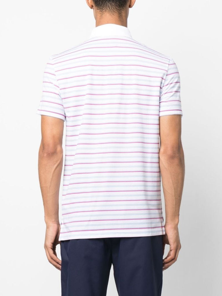 White Striped Performance Polo Shirt