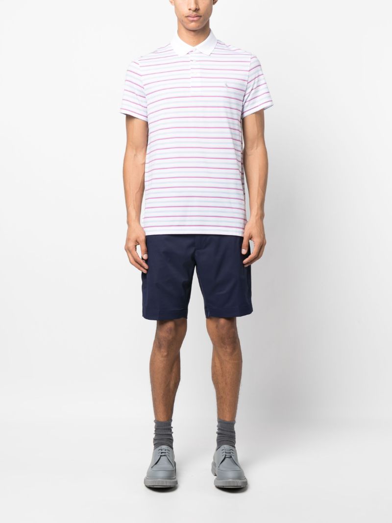 White Striped Performance Polo Shirt