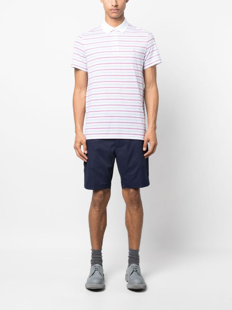 White Striped Performance Polo Shirt
