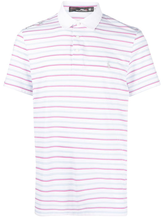 White Striped Performance Polo Shirt