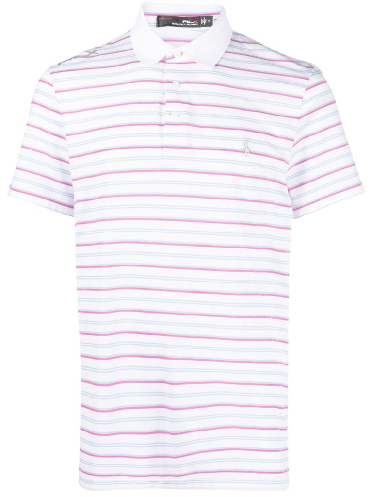 White Striped Performance Polo Shirt
