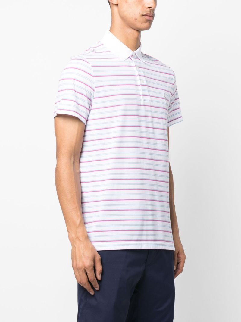 White Striped Performance Polo Shirt