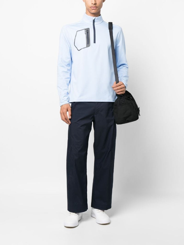 Blue Mock Neck Performance Sweatshirt