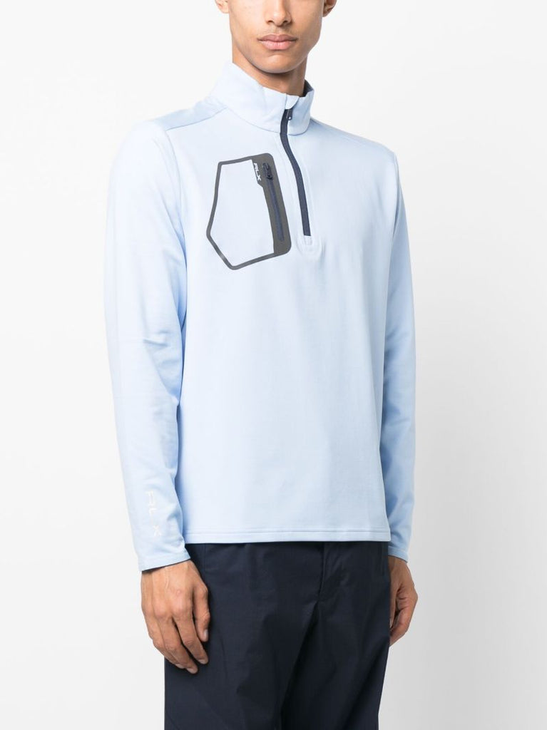 Blue Mock Neck Performance Sweatshirt