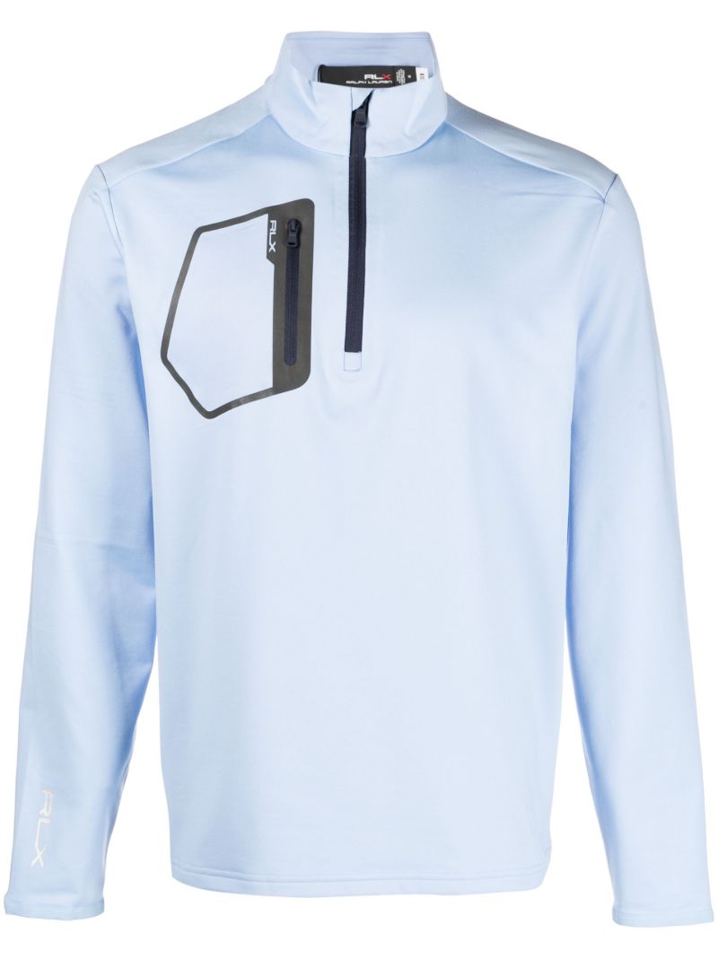 Blue Mock Neck Performance Sweatshirt