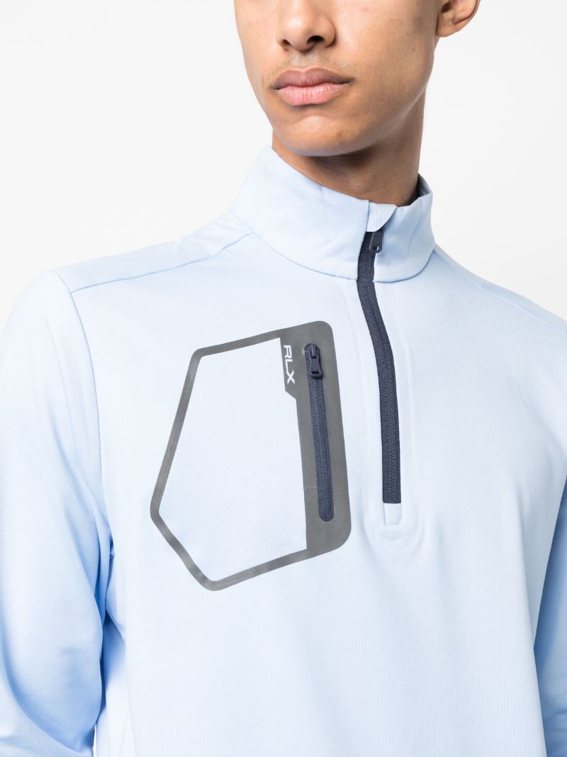 Blue Mock Neck Performance Sweatshirt