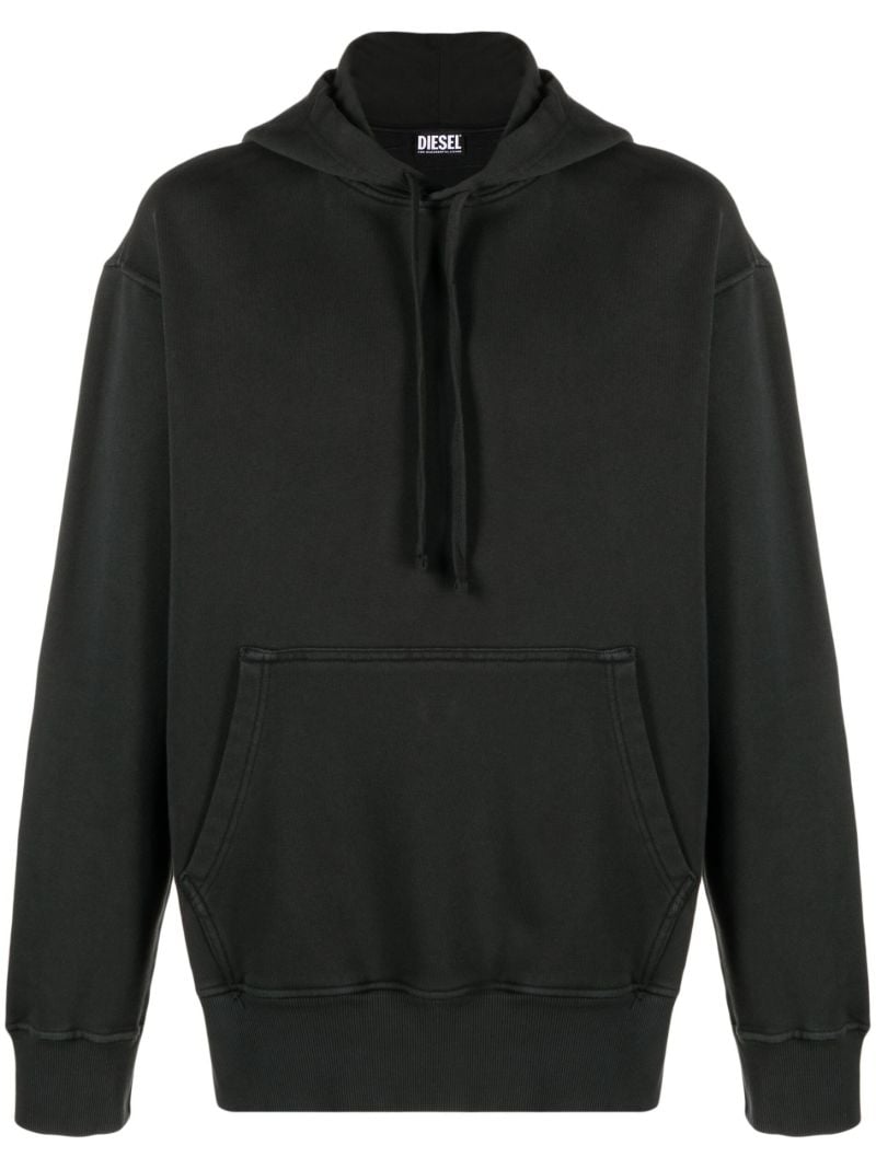 Black Drawstring Cotton Hoodie