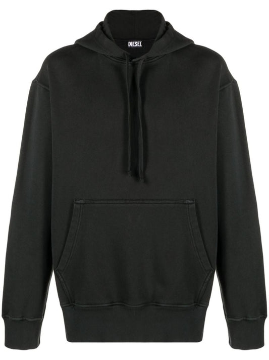Black Drawstring Cotton Hoodie