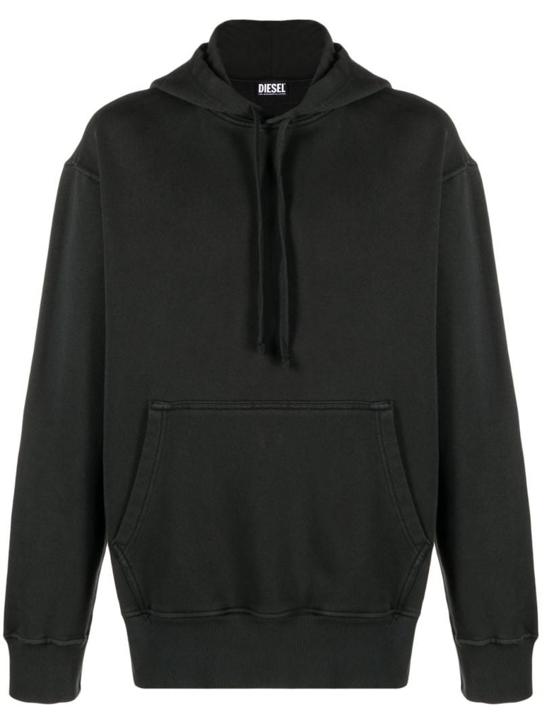 Black Drawstring Cotton Hoodie