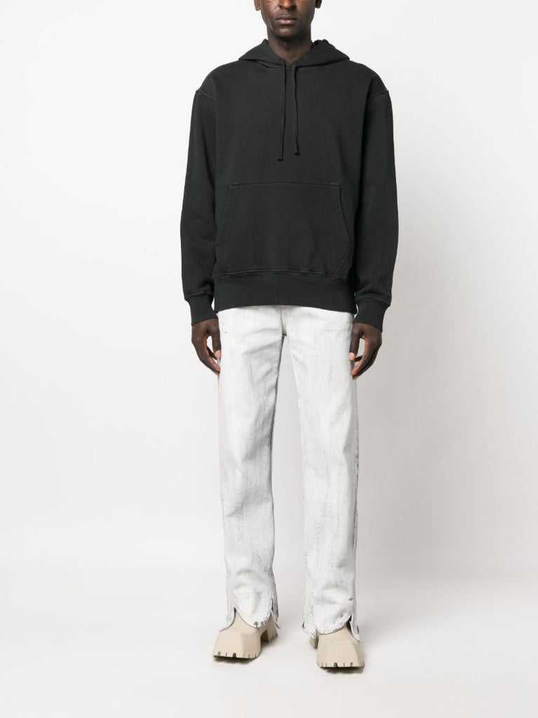 Black Drawstring Cotton Hoodie