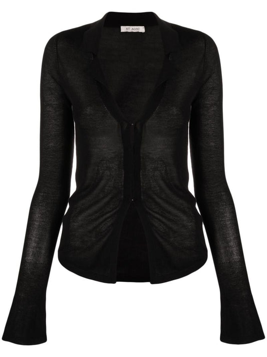 Black Sheer Fine Knit Shirt