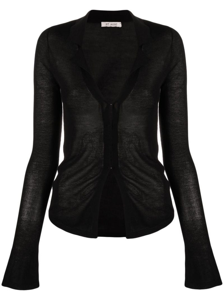 Black Sheer Fine Knit Shirt