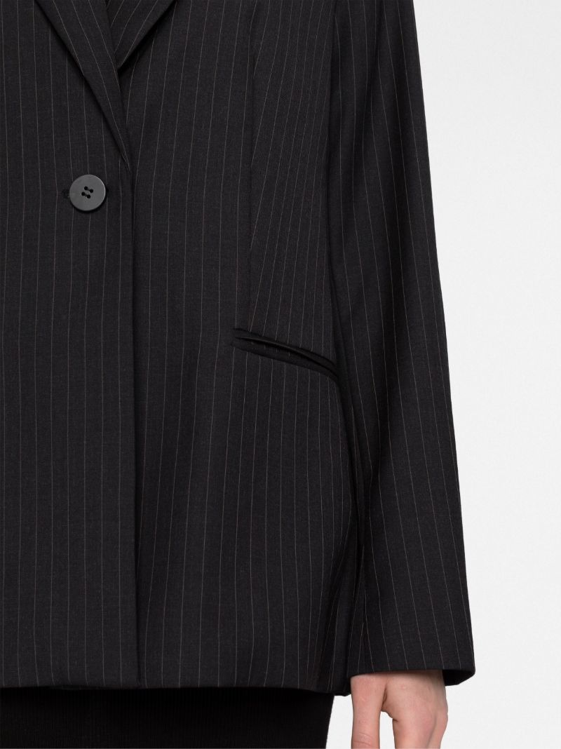Black Pinstriped Single-breasted Blazer