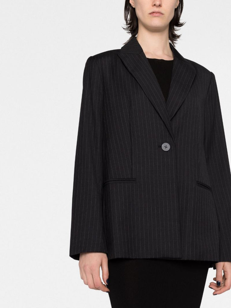 Black Pinstriped Single-breasted Blazer