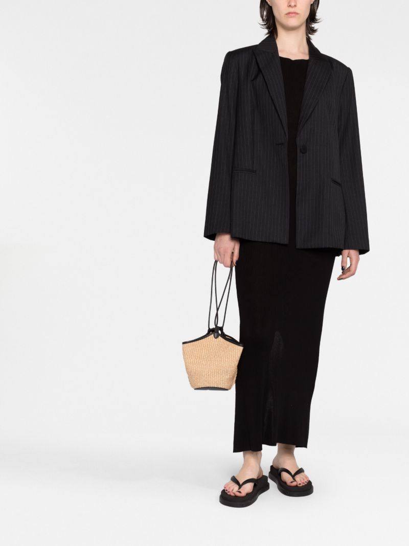 Black Pinstriped Single-breasted Blazer
